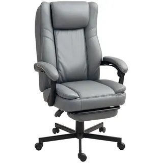 Homcom Bürostuhl mit Massagefunktion, Ergonomischer Schreibtischstuhl mit Liegefunktion , Grau , Kunststoff , 64x120x69 cm , Büromöbel, Bürostühle, Chefsessel