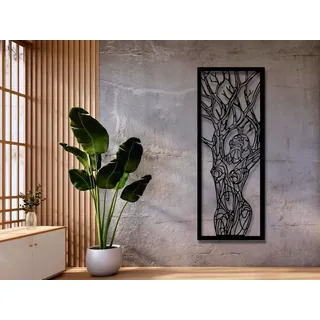 VAILLA Wandbild Gesichter Holz 3D – Wanddeko Wohnzimmer Schlafzimmer Büro | MDF Sperrholz, Lasergeschnitten, Gesichter Linienkunst, 5 Größen, Schwarz Silber, personalisierbar, Eingang Esszimmer Büro
