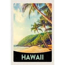 Blechschild 18x12 cm Hawaii Insel Strand Palmen Sonne