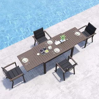 JUMMICO Garten Balkon Möbel Set Aluminium Leichtgewicht Stapelbare Stühle mit Textilpolster Stabil und Einfach Montiert,4 Personen Set