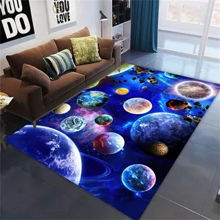 Sticker Superb. Galaxy Starry Wohnzimmer Teppich Großer Planet Kinderzimmerteppich Earth Star Area Kinderzimmer Gaming Zone rutschfeste Bodenmatte Korridor Küche Fußmatte (160 x 200 cm, Farbe 4)