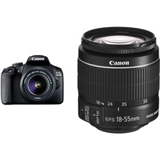 Canon EOS 2000D Spiegelreflexkamera - mit Objektiv EF-S 18-55 F3.5-5.6 III & EF-S 18-55mm F3.5-5.6 is II Universalzoom-Objektiv (58mm Filtergewinde) schwarz