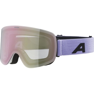 Alpina PENKEN - Verspiegelte, Kontrastverstärkende & Polarisierte OTG Skibrille Mit 100% UV-Schutz Für Erwachsene, white-lilac matt, One Size