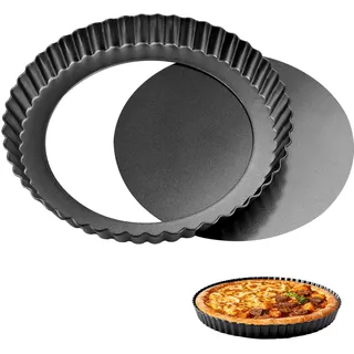 ztowoto Quicheform 20cm,Tarteform Mit Hebeboden,FöRmchen Abnehmbare Tartelette Basis,Sicherheit Tortenboden Backform,Obstkuchenform,Quiche Form,Tortenbodenform(20cm*1,Schwarz)