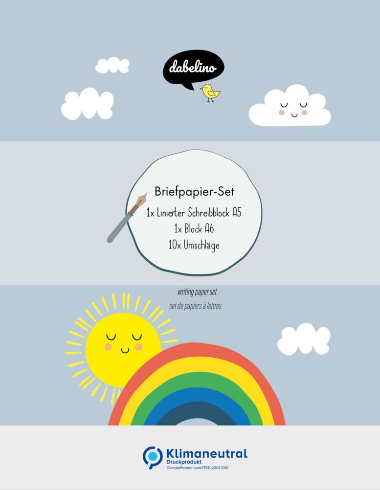 Bild von Liniertes Briefpapier-Set für Kinder: Regenbogen (für Mädchen und Jungen, bunt)