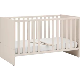 Babybett PAIDI "LITTLE SNU 70x140cm in Beige oder Weiß, umbaubares Kinderbett", cashmere, beige, B:75cm H:83cm L:145cm, Holz teilmassiv, Babybetten, Babybett, Gitterbett 4-fach höhenverstellbar, entnehmbare Sprossen, Juniorbett