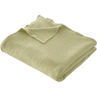 LeGer Home by Lena Gercke Wohndecke »HEVIN« Tagesdecke im Baumwoll-Crinkle-Effekt, Musselin, Kuscheldecke, grün