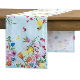 Maison d' Hermine Tischläufer, 100 % Baumwolle, dekorativer Oster-Tischläufer, waschbare Tischdecke für Abendessen, Babyparty, Esszimmer, Jardin D'Ete – Mint – Frühling/Sommer (50 cm x 150 cm)
