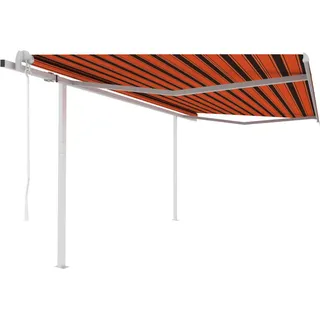 Markise Automatisch Einziehbar mit Pfosten 4x3 m Orange Braun - Orange