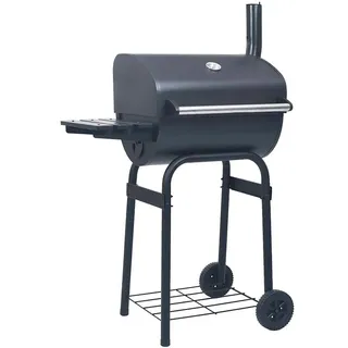 vidaXL Holzkohlegrill Smoker mit Unterer Ablage schwarz