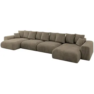 altdecor Eckcouch Samt 6-Sitzer Braun