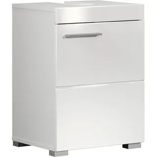 WELLTIME Waschbeckenunterschrank 1 Tür 40 x 56 x 34 cm Weiß/Weiß Hochglanz