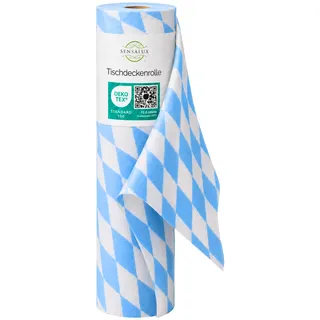 Sensalux Tischdeckenrolle Vlies 1,18 x 25 m Bayern-Raute, 80 g/m2 | abwaschbar, wasserabweisend, stoffähnlich, Tischdecke Rolle, OEKO-TEX, Party, Hochzeit, Catering, Event