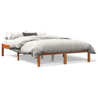 vidaXL Massivholzbett ohne Matratze Wachsbraun 120x200 cm Kiefernholz - Braun