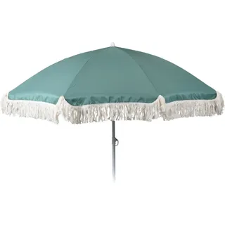 Sonnenschirm UV-Schutz 30+ Strandschirm mit Fransen Balkonschirm Schirm Ø 155 cm Kiefergrün - Grün