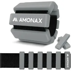 Amonax Gewichtsmanschetten Ankle Weights Set, Fitness Gewichte Für Beine Und Arme, 2x0,5kg Gewichte Handgelenk Für Frauen Männer, Pilates Gewichte Leg Weights (Grau - 2kg x 2) (Grau - 0,5kg x 2)