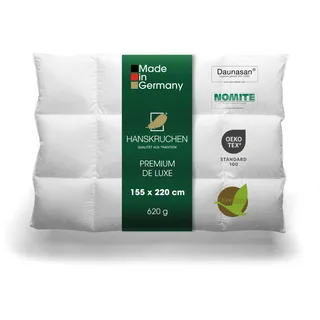 HANSKRUCHEN® Premium de Luxe Daunendecke 155x220 cm - Leicht / Übergang - Made in Germany Kassettendecke aus 100% Baumwolle - Allergiker geeignet