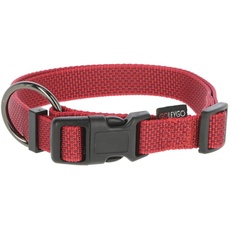 GOLEYGO Hundeleine Flat + Halsband, Rot, Größe M 1,4-2m, Sicherer Magnetverschluss, Inkl. Adapter-Pin, Hundeleine für kleine & große Hunde bis 60kg, Maximale Belastung 200kg