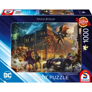 Schmidt Spiele 58786 Thomas Kinkade, Warner, The Dark Knight Saves Gotham City, 1000 Teile Puzzle, bunt [Exklusiv bei Amazon]