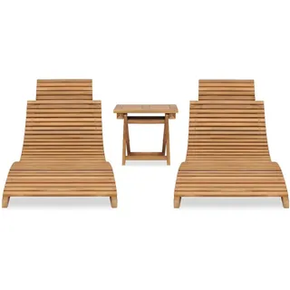 vidaXL Gartenliege 3-tlg. klappbar Braun