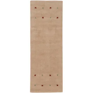carpetfine Gabbeh Uni Wollteppich 60 x 180 cm Beige