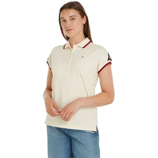 Tommy Hilfiger Damen Poloshirt Kurzarm Regular Fit, Weiß (Calico), L