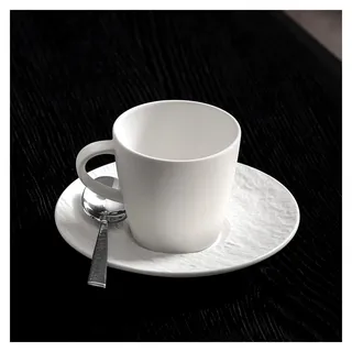 Villeroy und Boch - Manufacture Rock blanc Mokka-/Espressoobertasse, weiße Tasse für Espresso und Mokka aus Premium Porzellan, spülmaschinenfest