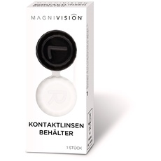 Magnivision Kontaktlinsenbehälter mit Links-Rechts-Markierung im klassischen Schwarz-Weiß Design, Kontaktlinsen Behältnis zur hygienischen Aufbewahrung von harten & weichen Kontaktlinsen | Classic