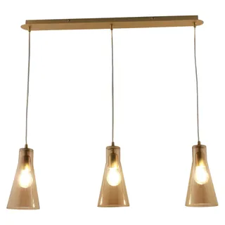 Dafne Pendelleuchte aus Metall und mundgeblasenem Glas, bernsteinfarben, 3-flammig, E27 40W - Elegantes Design für moderne und raffinierte Interieurs - Gelb