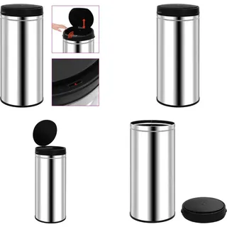 vidaXL Automatischer Sensor Mülleimer 80 L Edelstahl - Mülleimer - Abfalleimer - Sensor-Mülleimer - Sensor-Abfalleimer - Silber