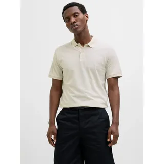 Poloshirt JACK & JONES "JJKANE POLO SS", Herren, Gr. M, gelb (moonbeam), Jersey, Obermaterial: 60% Baumwolle, 40% Polyester, unifarben, regular fit normal, ohne Ausschnitt, Shirts Poloshirt, Baumwollmischung, regular fit