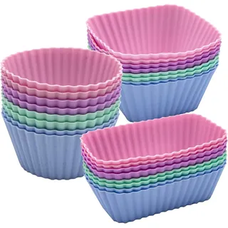 Mlying Wiederverwendbare Muffinformen Silikon 24 Stück Klein Silikonformen für Muffins Cupcake Brotbackform Kuchen, Antihaft mini Muffinförmchen Kuchenform (24pcs)