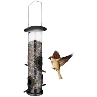 Relaxdays Vogelfutterspender , Multicolor , Metall, Kunststoff , 13x42x13 cm , Dekoration, Gartendeko