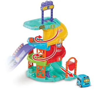 VTech TUT TUT Baby Flitzer - Parkhaus – Interaktive Parkgarage Mit Beweglichen Elementen, Melodien, Liedern und Mehrsprachigem Bus – Für Kinder Von 1-5 Jahren