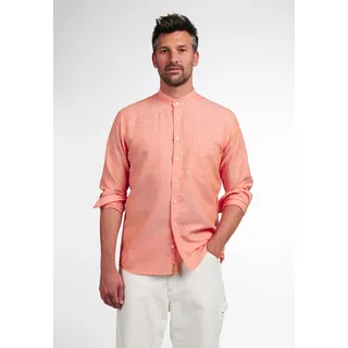 Langarmhemd ETERNA "MODERN FIT", Herren, Gr. S, US-Größen, orange, 32% cotton, 54% Leinen, 14% Lyocell, tailliert, Manschette, Hemden Langarmhemd, EASY IRON (bügelleicht)