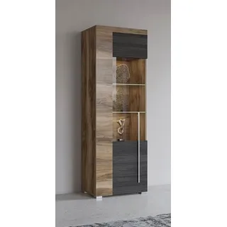 INOSIGN Vitrine Roger,Höhe 160cm stilvolle Glasvitrine mit verstellbare Glasböden Standvitrine 1Trg, viel Stauraum, ohne Beleuchtung braun