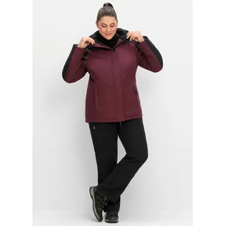 Outdoorjacke SHEEGO, Damen, Gr. 42, rot (bordeaux, schwarz), 94% Polyester, 6% Elasthan, Wattierung:100% Polyester, gemustert, mehrfarbig, Jacken Outdoorjacke