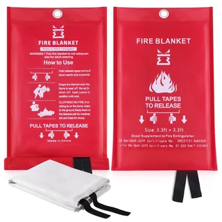 KITOSUN Löschdecke Küche Feuerlöschdecke - Glasfaser Brandschutzdecke Feuerlöscher für Haushalt Fettbrände Fettbrand Büros Garagen Schweißwerkstätten Auto Einfach Effizient 1M Lager (2Stück-1M)