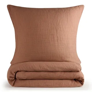 Blumtal Musselin Bettwäsche Kupfer 155 x 220 cm + 80 x 80 cm