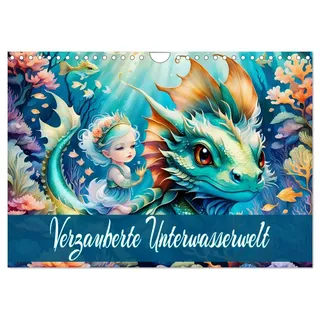 Verzauberte Unterwasserwelt (Wandkalender 2026 DIN A4 quer), CALVENDO Monatskalender: Kleine Meerjungfrau und ihre Abenteuer, mit KI erstellt. (CALVENDO Kunst)