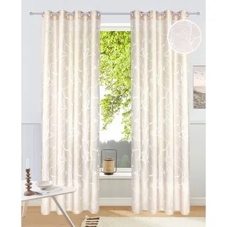 Gardine OTTO HOME "Anna" Gr. 1, beige (sand), B:140cm H:145cm, Ausbrenner, Polyester, Viskose, Gardinen, Gardine, Bestseller, Äste-Motiv, Viskose, Polyester