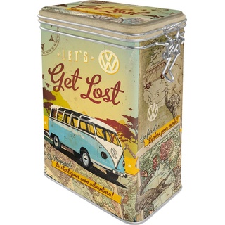 Nostalgic Art Nostalgic-Art Retro Kaffeedose, 1,3 l, VW Bulli – Let's Get Lost – Volkswagen Bus Geschenk-Idee, Blech-Dose mit Aromadeckel, Vintage Design