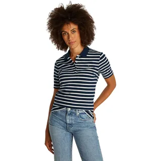 Tommy Hilfiger Damen Poloshirt Kurzarm Regular Fit, Mehrfarbig (Dark Night Navy/Ecru STP), M