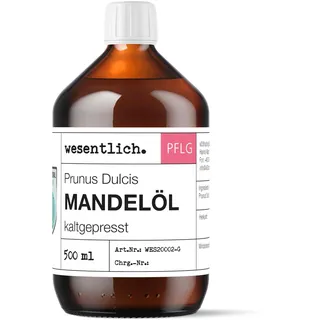 wesentlich. Mandelöl kaltgepresst 500ml | 100% reines Öl ohne Zusätze | natürliche Körperpflege | unraffiniert für Haare und Gesicht | perfektes Massageöl