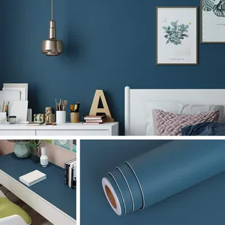 Livelynine 40CMx5M Möbelfolie Selbstklebend Tapete Petrol Blau Klebefolie Türkis Wandtapete Deko Folie für Möbel Kinderzimmer Kinder Küchenschränke Schrank Wohnzimmer Tür Fensterbank Abwaschbare