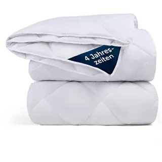 Blumtal 4 Jahreszeiten Bettdecke 155x220 cm - zusammenknöpfbare Steppdecke 155x220 cm Oeko-Tex® zert. - Vier-Jahreszeiten-Bettdecke - Sommerdecke , Winterdecke - kombinierte Ganzjahresdecke
