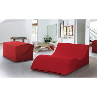 Talamo Italia - Annabella Klappbett, Hocker, der in ein Doppelbett umgewandelt werden kann, Chaiselongue aus Öko-Leder, 100 % Made in Italy, 100 x 200 x 70 cm, Rot