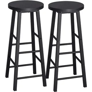 WOLTU Barhocker 2er Set Bistrohocker, Gestell aus stabilem Stahl, Sitzfläche aus MDF, Schwarz - Schwarz