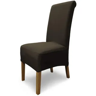 Scheffler Home Stuhlhussen Emma Cottina Braun 6er Set – Elastische waschbare Stuhlbezüge aus Baumwolle – Stuhlabdeckungen für Hochlehner Esszimmerstühle – Öko-Tex Zertifiziert