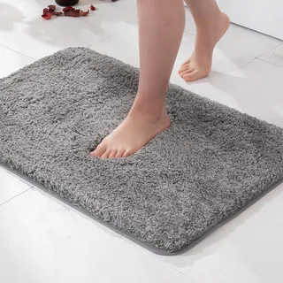 MIULEE Badezimmerteppich Badematte Weiche rutschfest Grau 50x80 cm | Badteppich Fußmatte Badematten & Badteppiche Bettvorleger Flauschig Teppich Duschmatte für Bade & Wohnzimmer Schlafzimmer